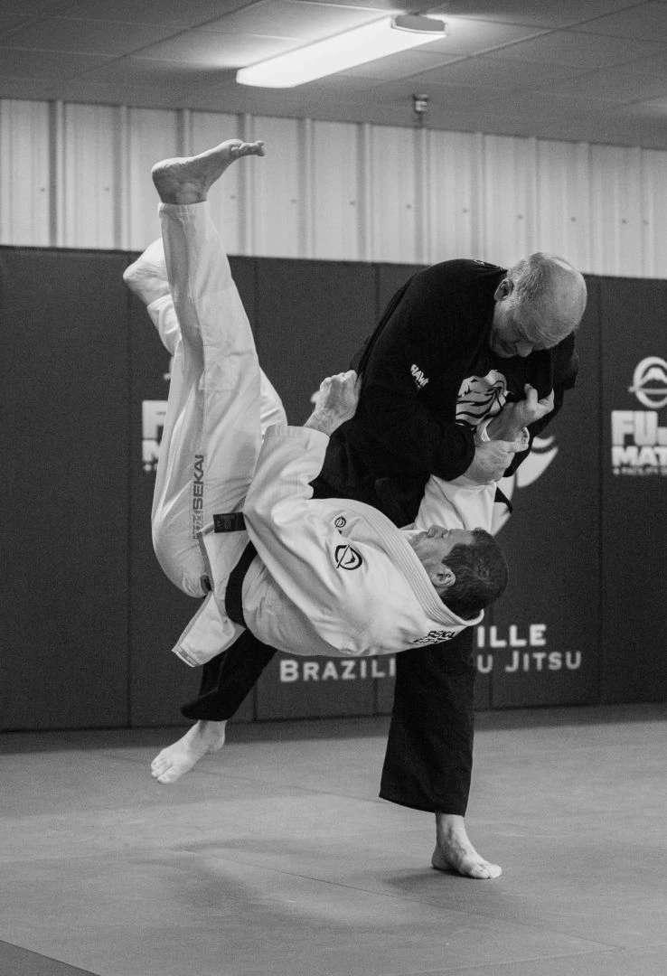 Mooresville Brazilian Jiu-Jitsu training in monochrome — the discipline and professionalism behind Adopt A Cop BJJ